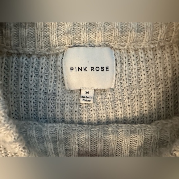 Pink Rose Gray Knit & White Layered Sweater Top – Size M - Picture 5 of 8